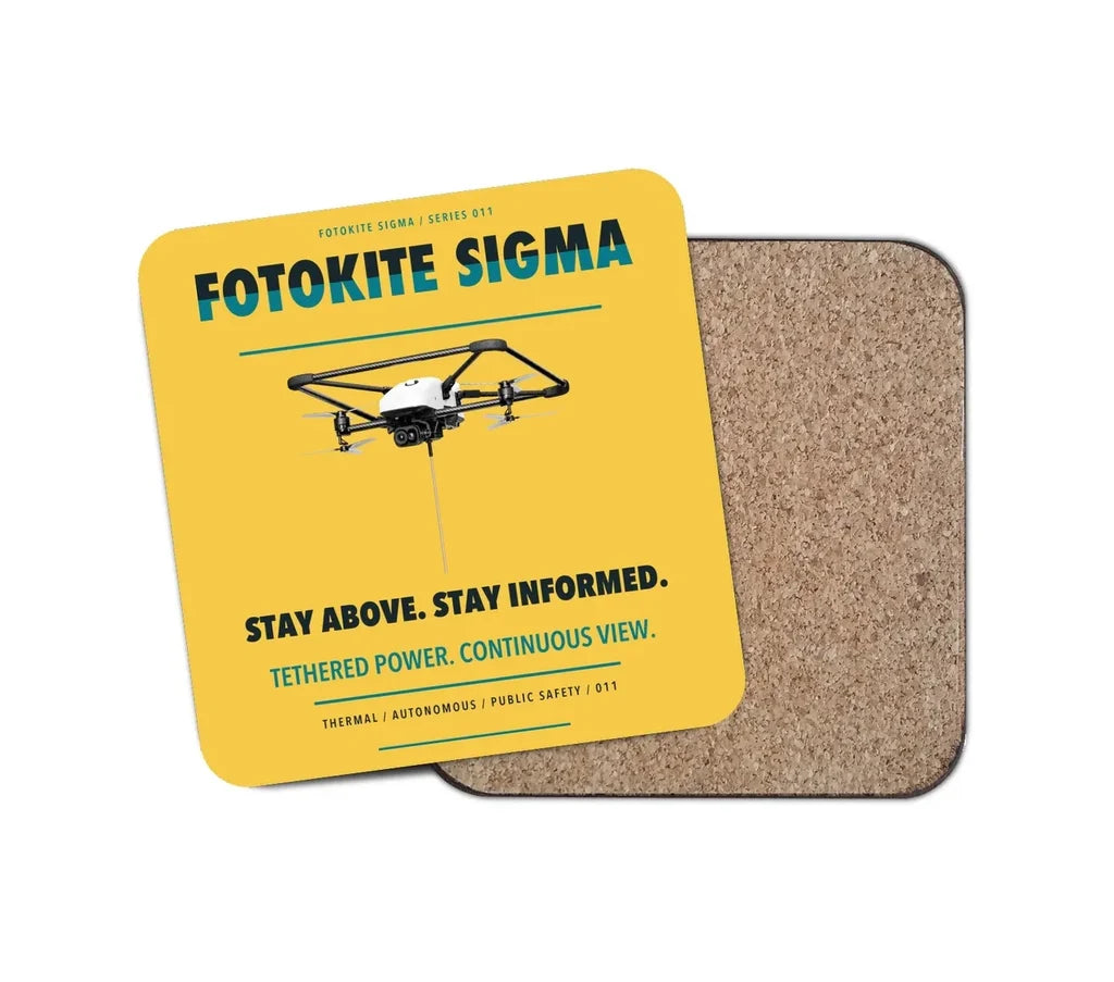 Fotokite Sigma design on yellow 1 piece coaster