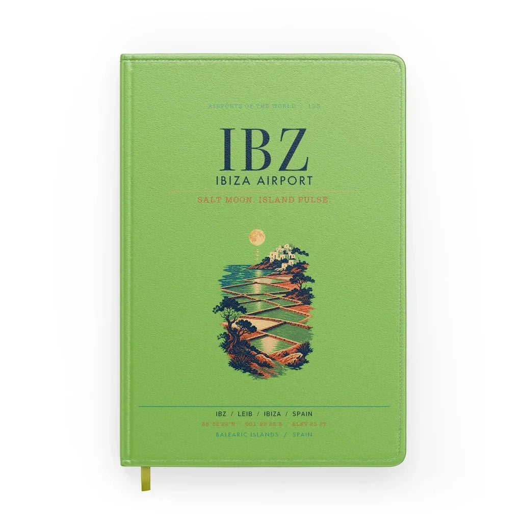 Ibiza Airport (IBZ) design on light green notebook