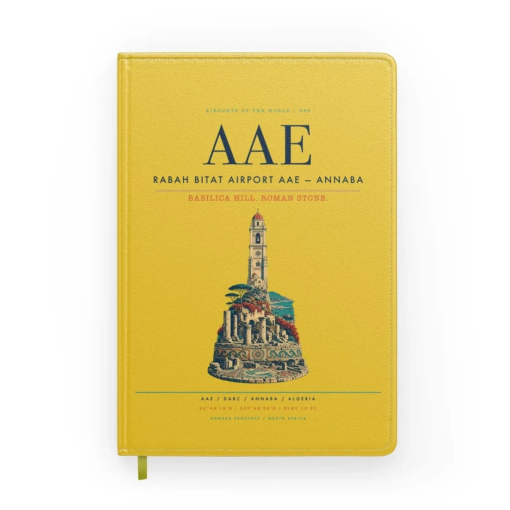 Rabah Bitat Airport (AAE) design on yellow notebook