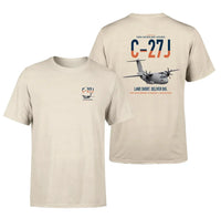 Thumbnail for C-27J Spartan design on beige double-side t-shirt, double-side print