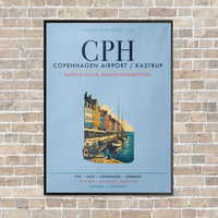 Thumbnail for Copenhagen Airport Kastrup CPH vertical canvas print - framed - light blue background