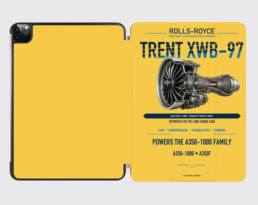 TRENT XWB-97 design on yellow ipad tablet case