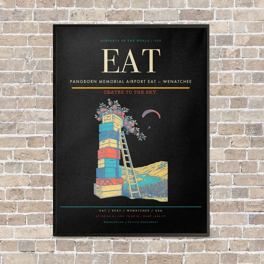 Pangborn Memorial Airport EAT — Wenatchee vertical canvas print - framed - black background