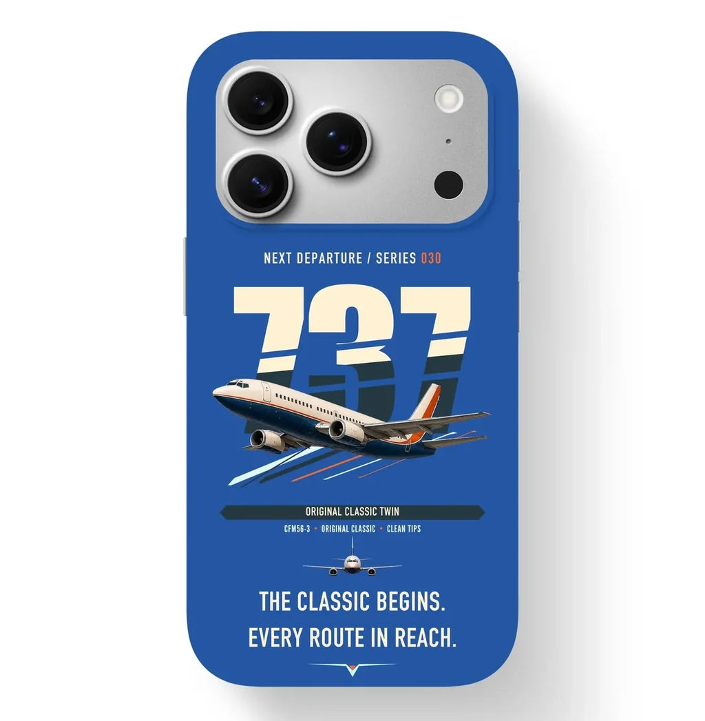 Boeing 737-300 Classic design on blue magsafe iphone case