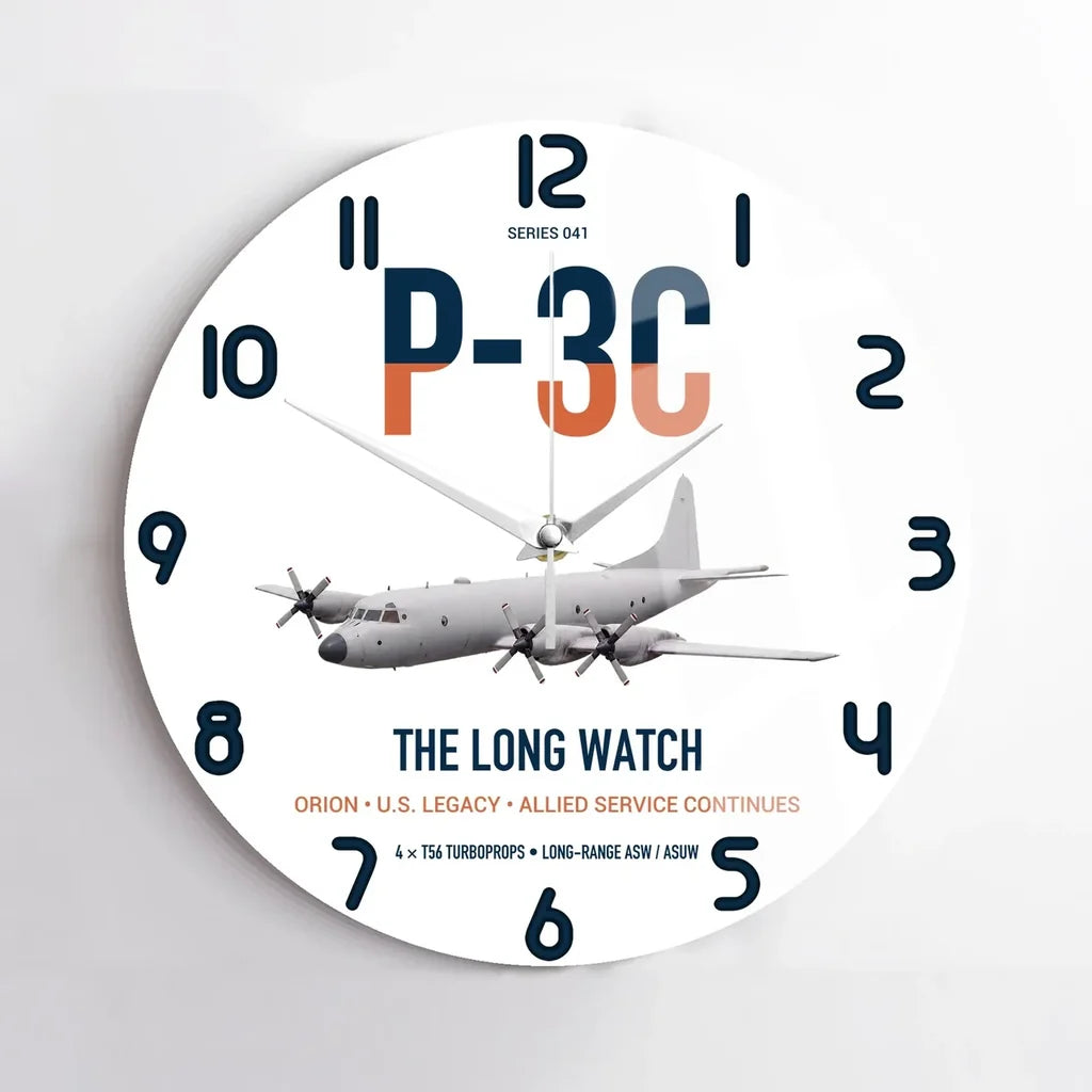 P-3C Orion design on white no frame wall clock