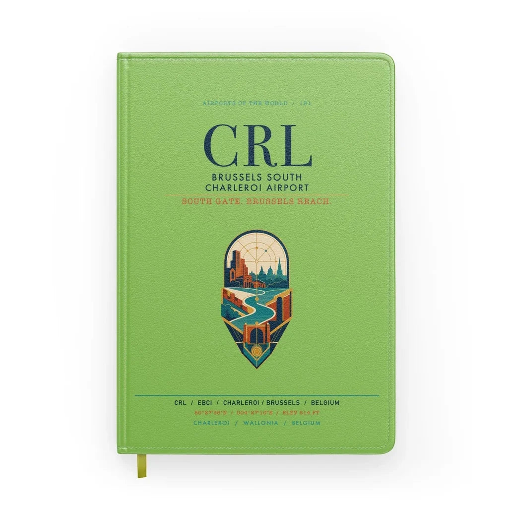 Brussels South Charleroi Airport (CRL) design on light green notebook