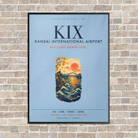 Thumbnail for Kansai International Airport Osaka KIX vertical canvas print - framed - light blue background
