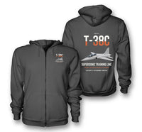 Thumbnail for T-38C Talon design on dark gray premium zipped hoodie, double-side print