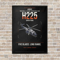Thumbnail for Airbus H225 vertical canvas print - framed - black background