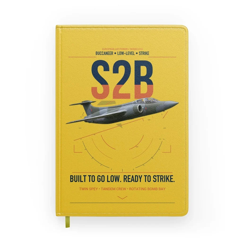 Blackburn Buccaneer S2B design on yellow notebook