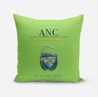 Thumbnail for Ted Stevens Anchorage International Airport (ANC) design on light green pillow