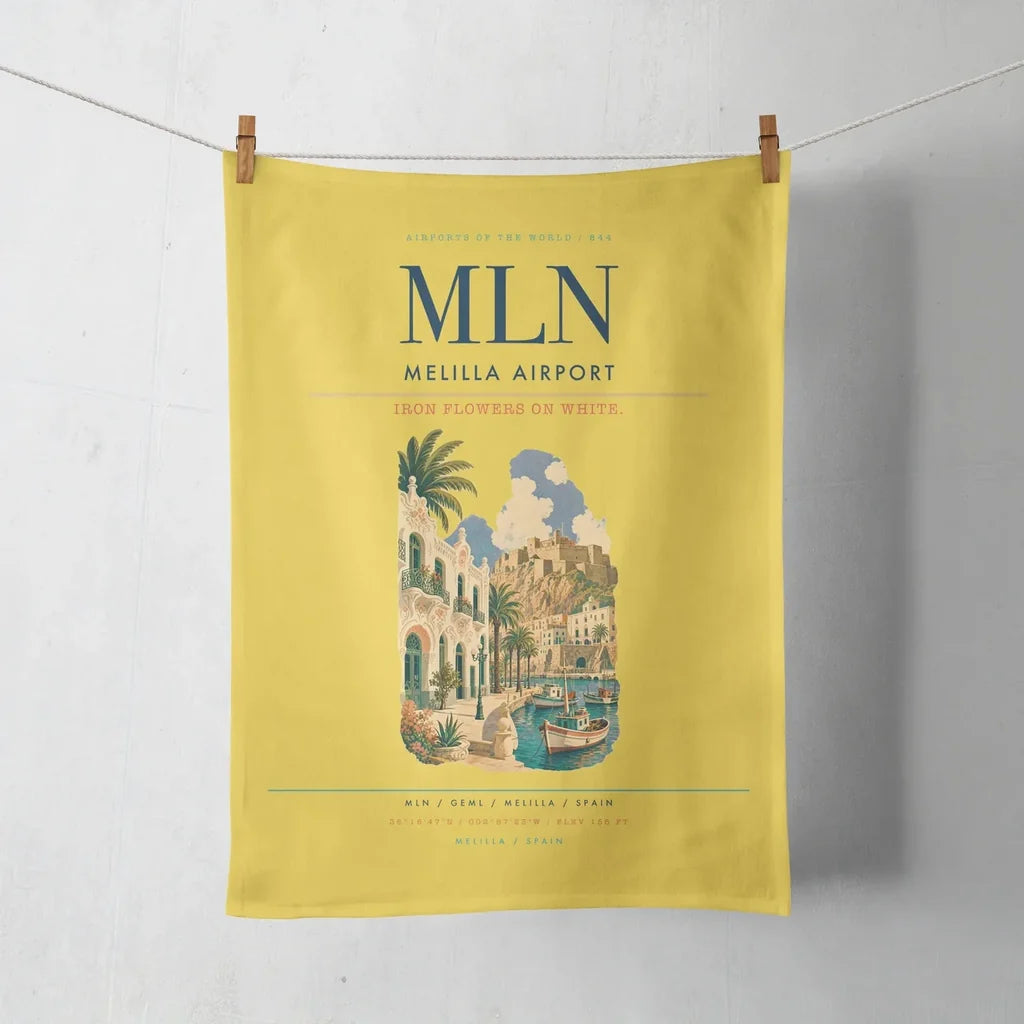 Melilla Airport (MLN) design on yellow towel