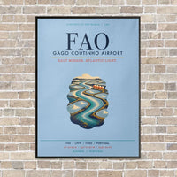 Thumbnail for Gago Coutinho Airport Faro FAO vertical canvas print - framed - light blue background