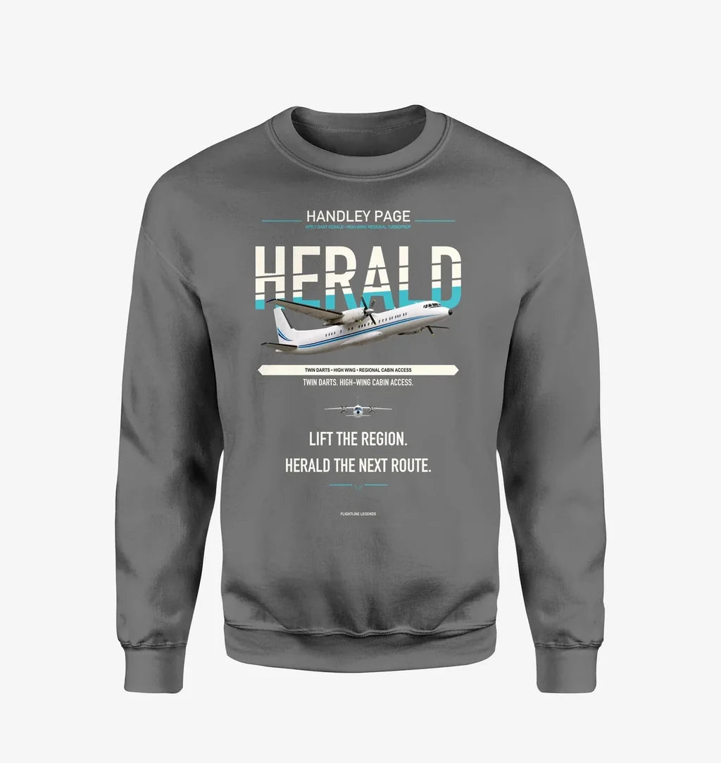 Handley Page HPR.7 Dart Herald design on gray sweatshirt