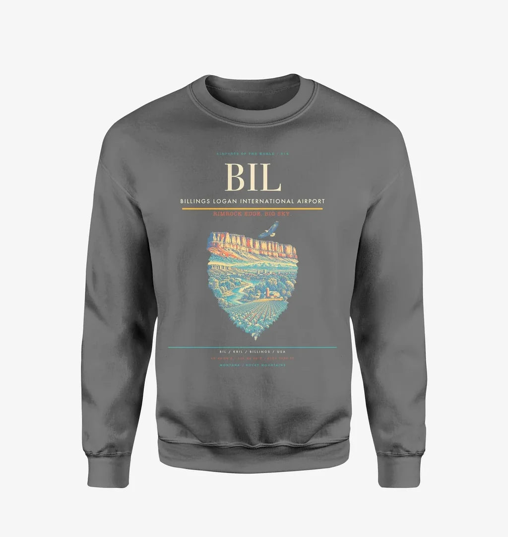 Billings Logan International Airport BIL Sweatshirt - Gray