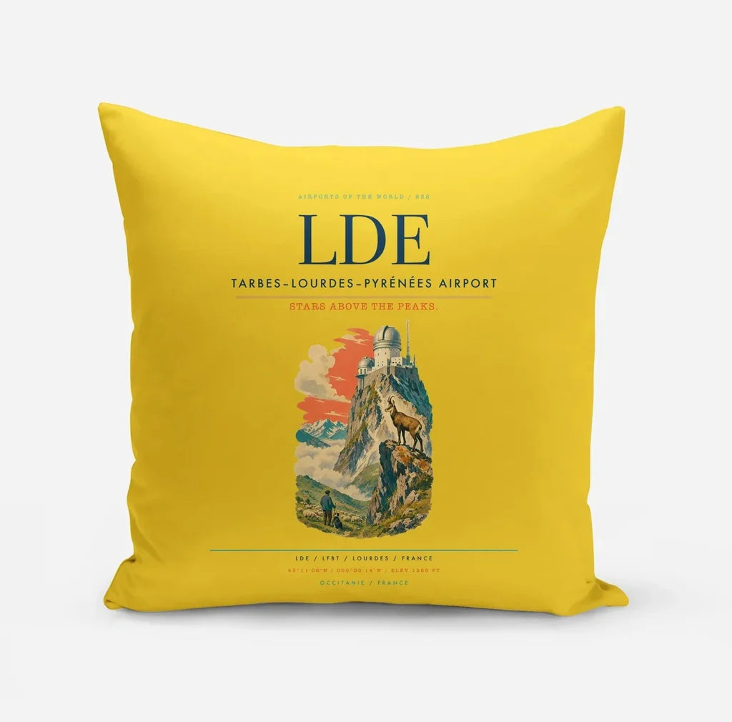 Tarbes–Lourdes–Pyrénées Airport (LDE) design on yellow pillow