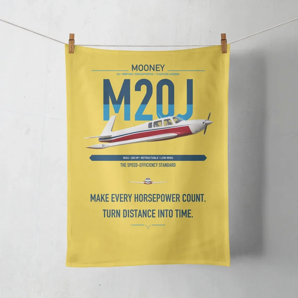 Mooney M20J 201 design on yellow towel