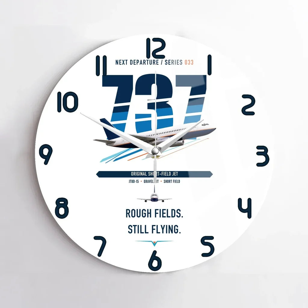 Boeing 737-200 design on white no frame wall clock