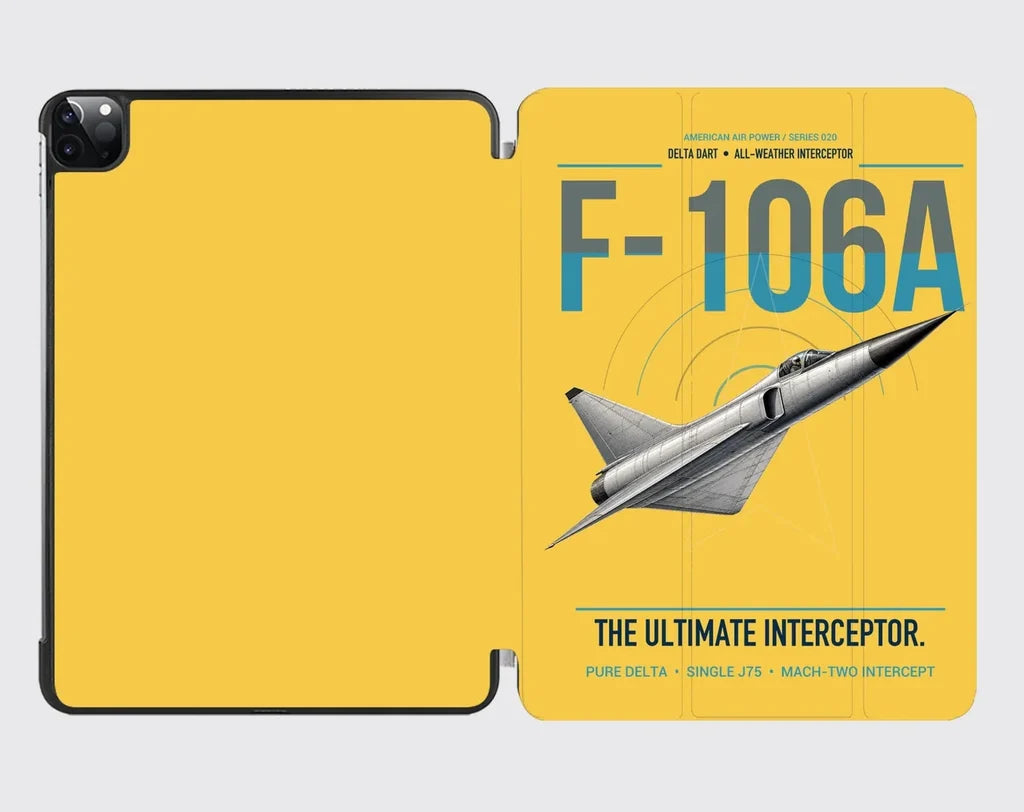 F-106A Delta Dart design on yellow ipad tablet case