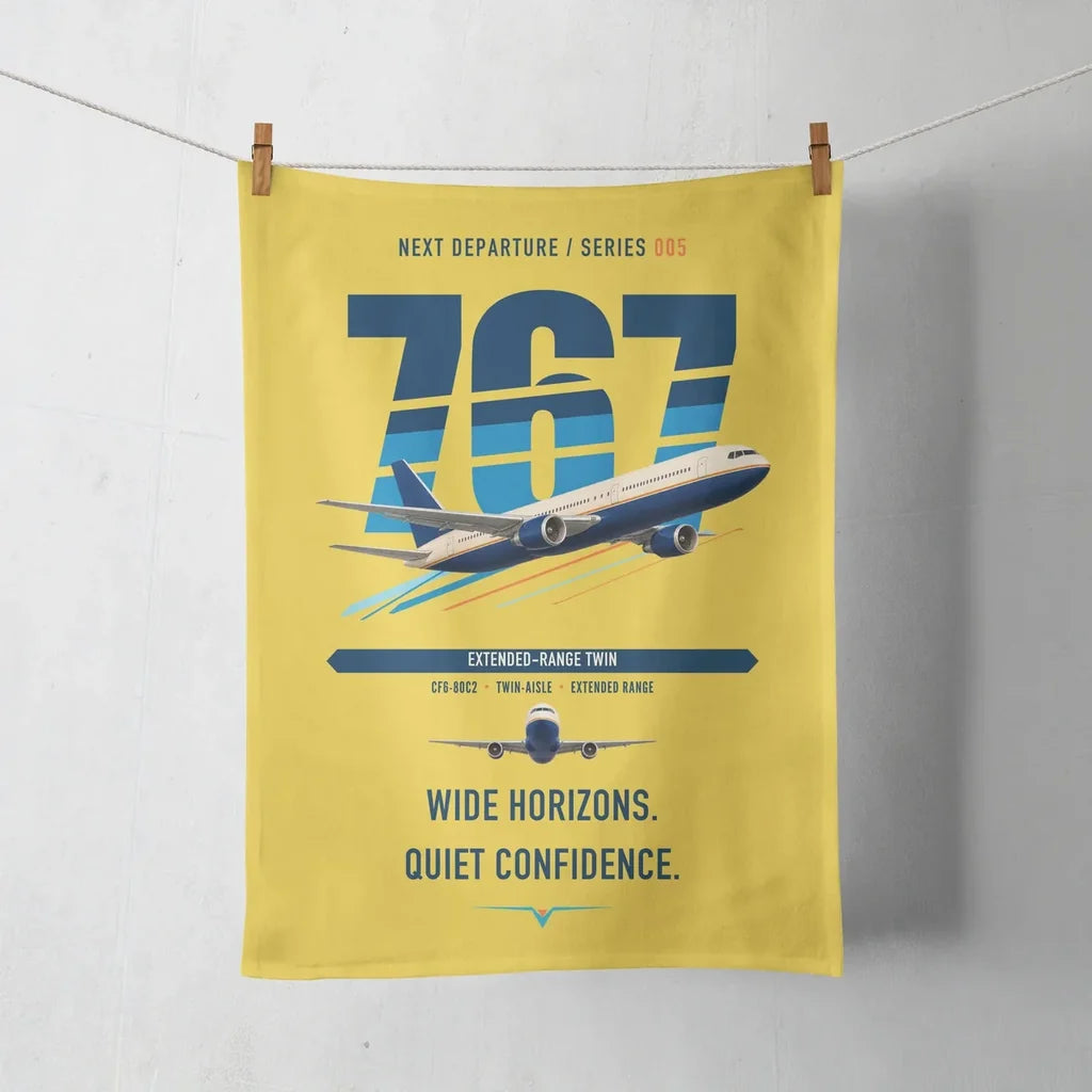 Boeing 767-300ER design on yellow towel