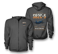 Thumbnail for SB2C-5 Helldiver design on dark gray premium zipped hoodie, double-side print