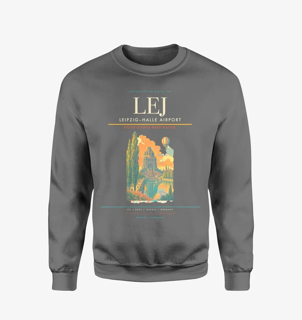 Leipzig–Halle Airport (LEJ) design on gray sweatshirt
