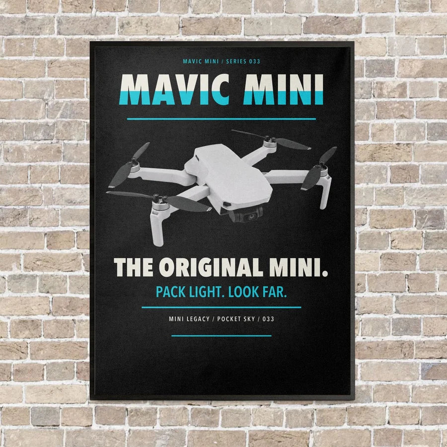 DJI Mavic Mini vertical canvas print - framed - black background