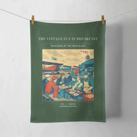 Thumbnail for VINTAGE G4487 - The Vintage Fly-In Breakfast - Designed Towels design on darkgreen