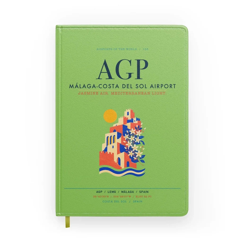 Malaga-Costa del Sol Airport (AGP) design on light green notebook