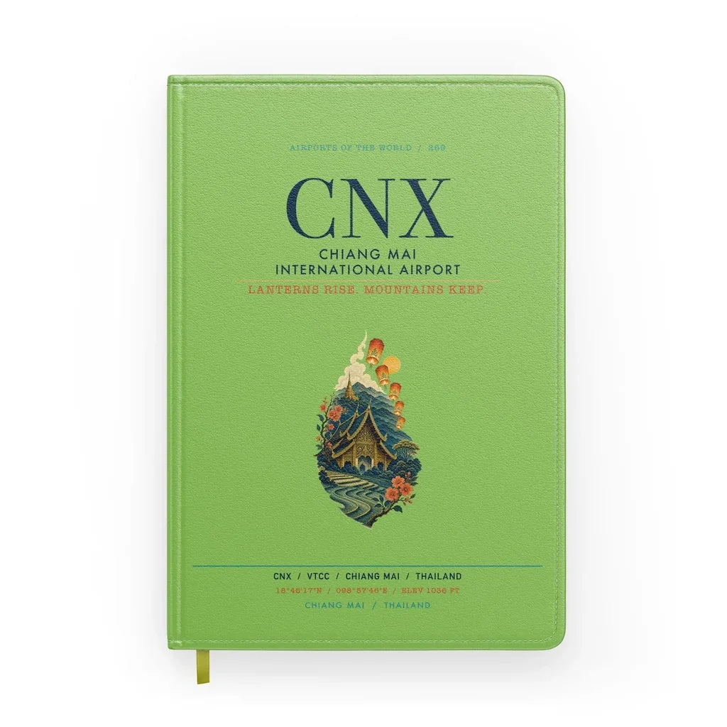 Chiang Mai International Airport (CNX) design on light green notebook