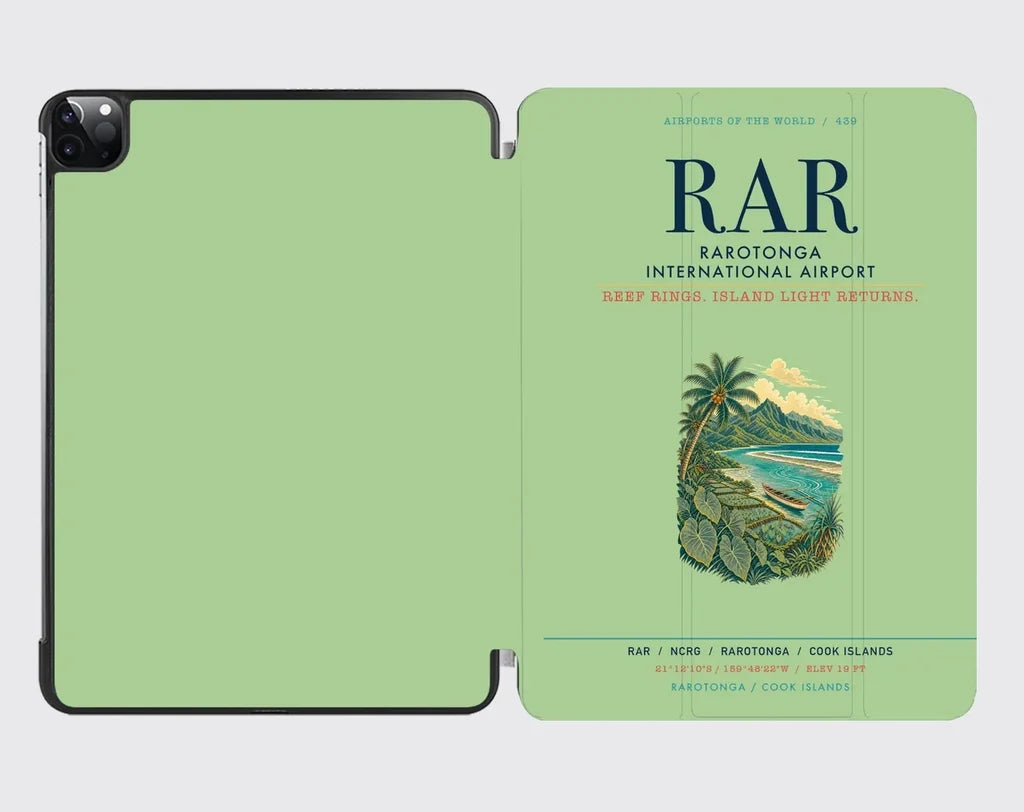 Rarotonga International Airport (RAR) design on light green ipad tablet case