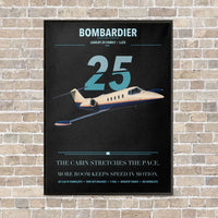 Thumbnail for Bombardier Learjet 25 vertical canvas print - framed - black background