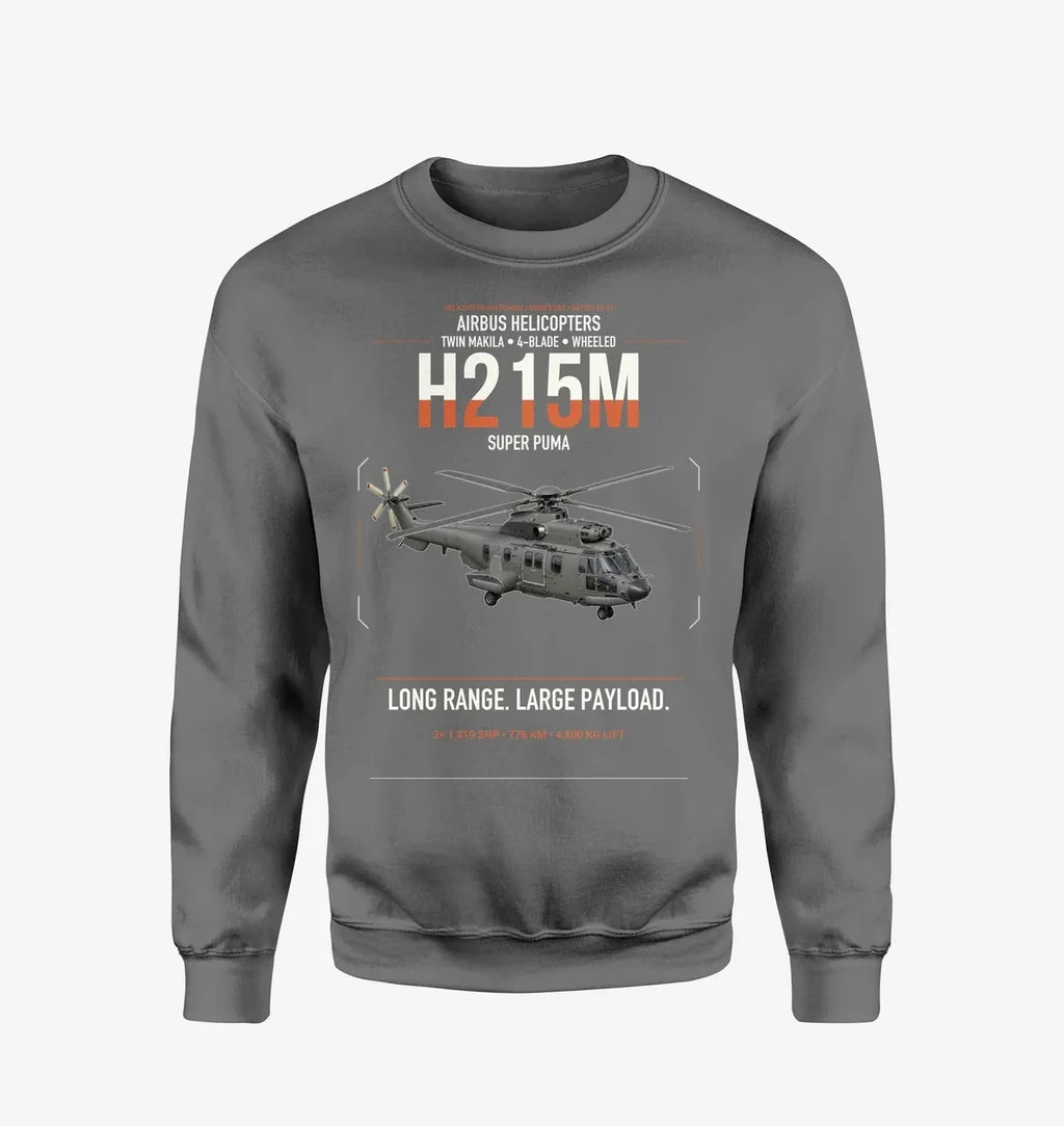 Airbus H215M design on gray sweatshirt