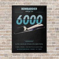 Thumbnail for Bombardier Global 6000 vertical canvas print - framed - black background