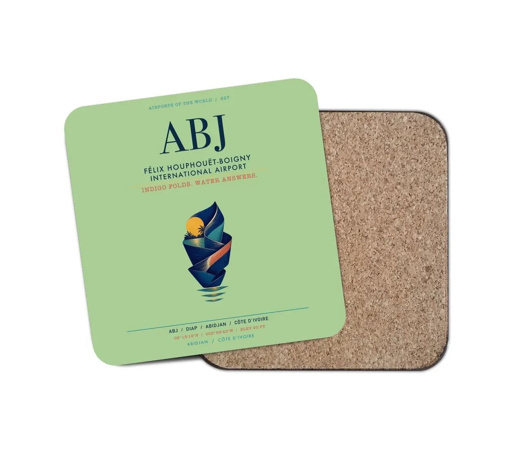Félix Houphouët-Boigny International Airport (ABJ) design on light green 1 piece coaster