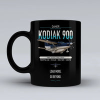 Thumbnail for Daher Kodiak 900 design on black ceramic mug, double-side print