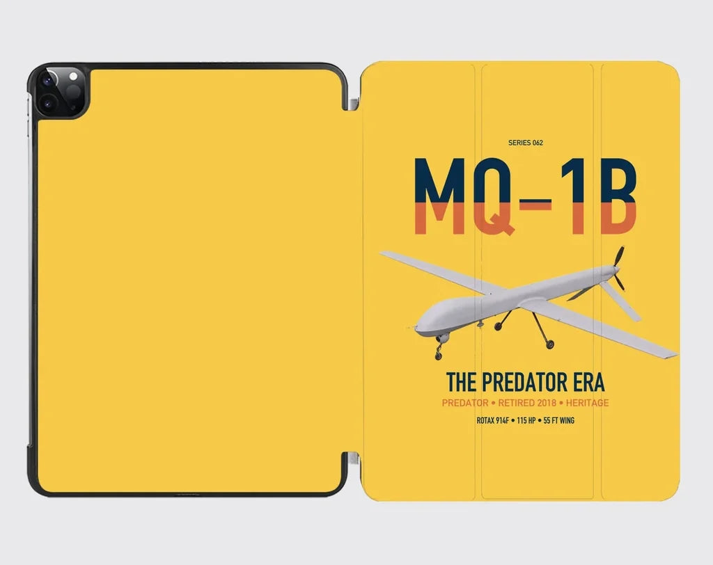 MQ-1B Predator design on yellow ipad tablet case