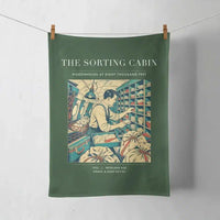 Thumbnail for VINTAGE G4155 - The Sorting Cabin - Designed Towels design on darkgreen