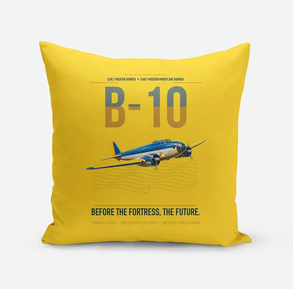 Martin B-10 design on yellow pillow