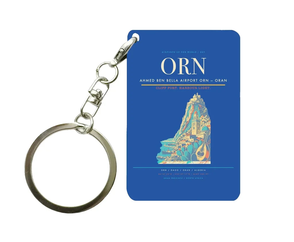 Ahmed Ben Bella Airport ORN — Oran Key Chain design on blue key chain