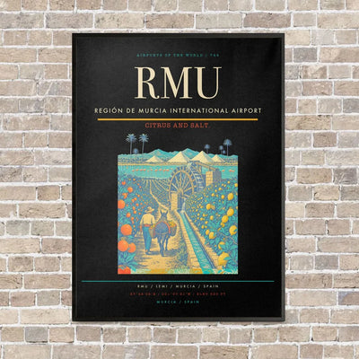 Región de Murcia International Airport RMU vertical canvas print - framed - black background