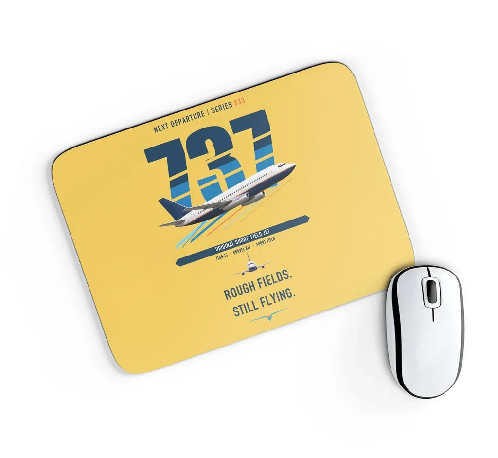 Boeing 737-200 design on yellow rectangle mouse pad