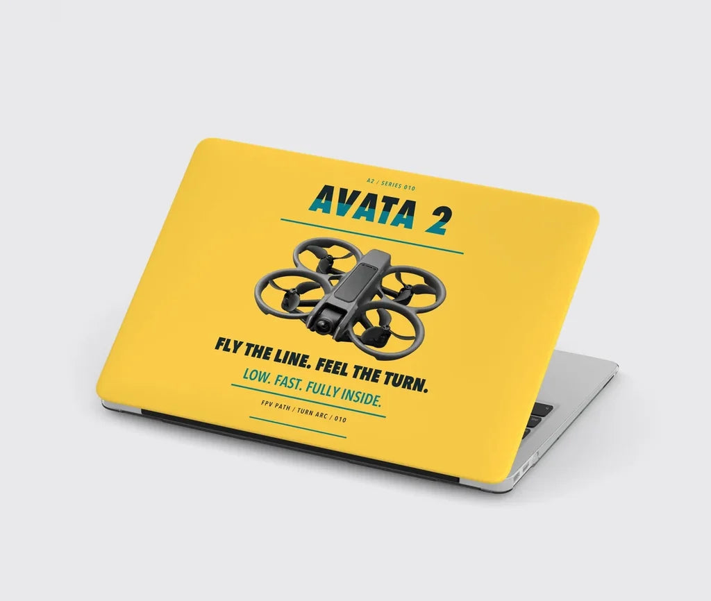 DJI Avata 2 design on yellow MacBook case