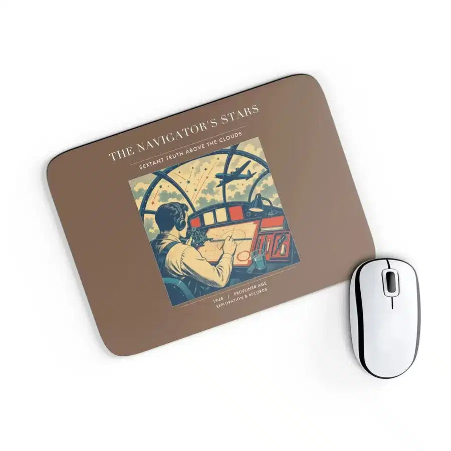 VINTAGE G4297 - The Navigator's Stars - Designed Mouse Pads design on brown rectangle