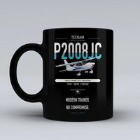 Thumbnail for Tecnam P2008JC NG design on black ceramic mug, double-side print