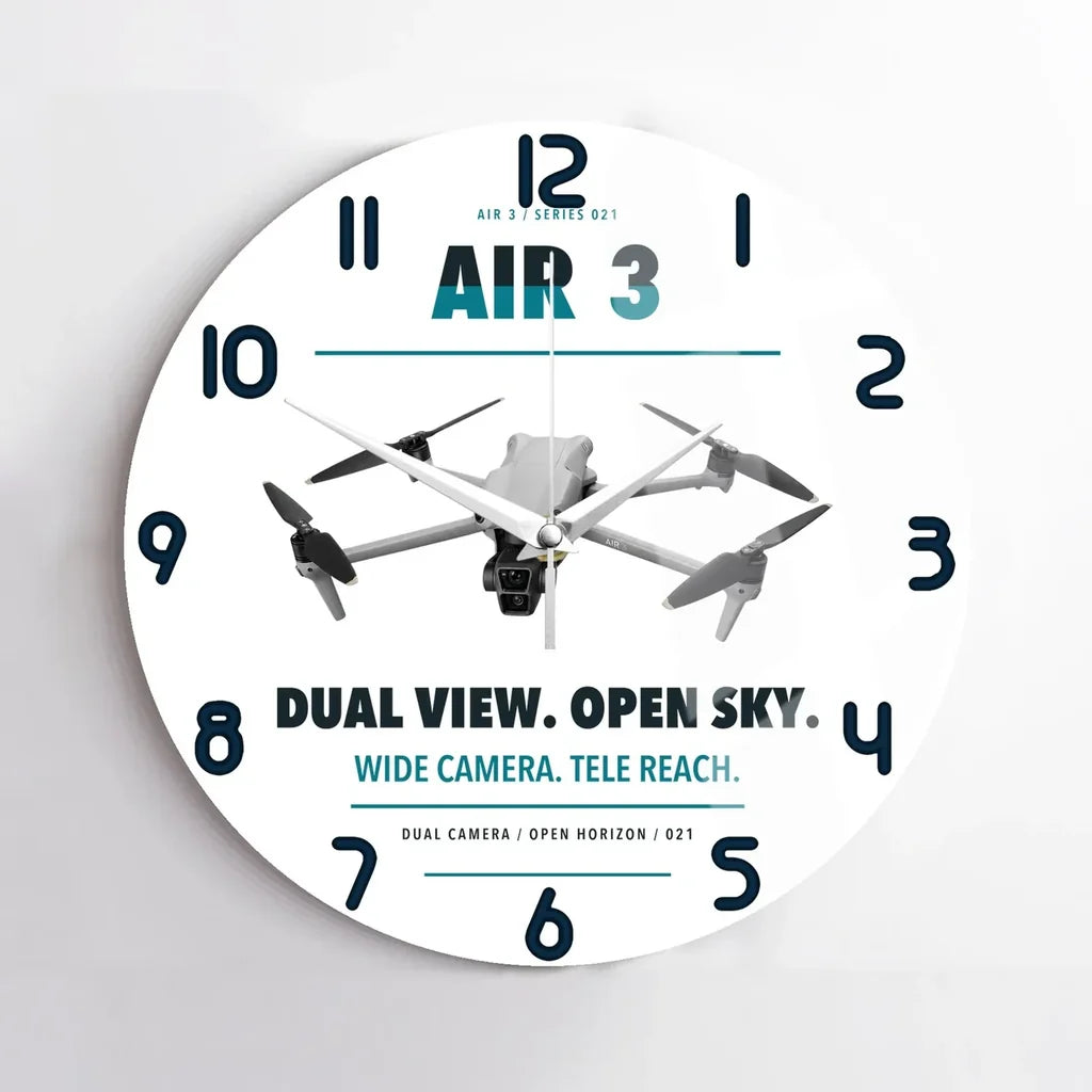 DJI Air 3 design on white no frame wall clock