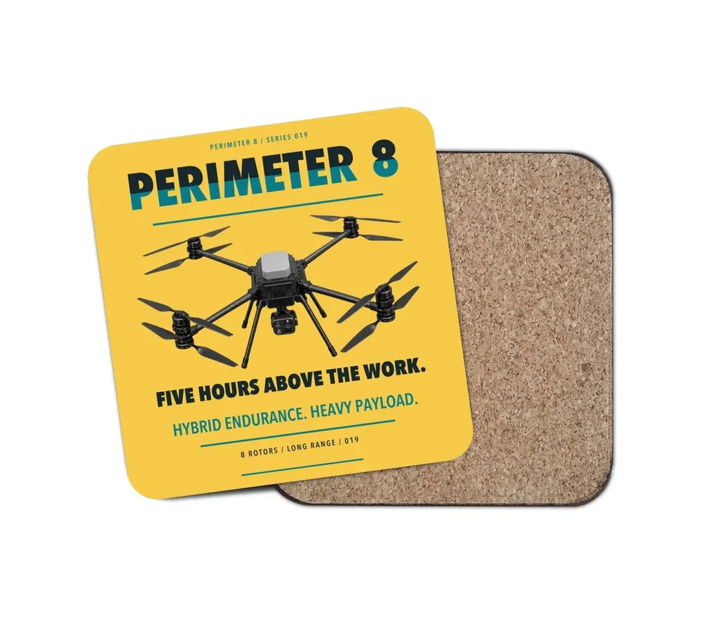 Skyfront Perimeter 8 design on yellow 1 piece coaster