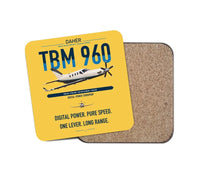 Thumbnail for Daher TBM 960 design on yellow 1 piece coaster