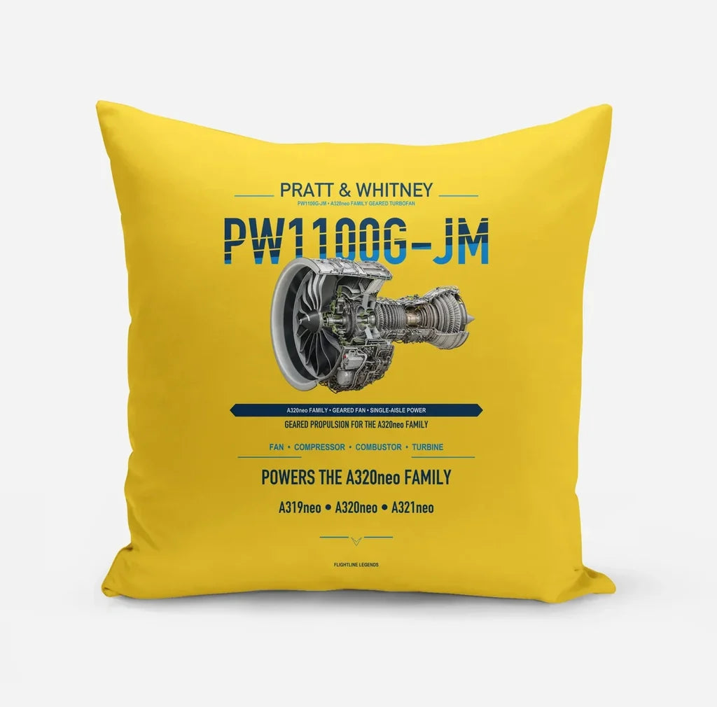 PW1100G-JM design on yellow pillow
