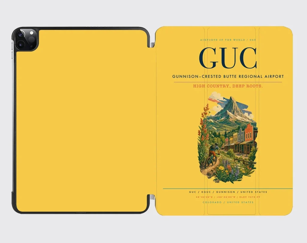 Gunnison–Crested Butte Regional Airport (GUC) design on yellow ipad tablet case